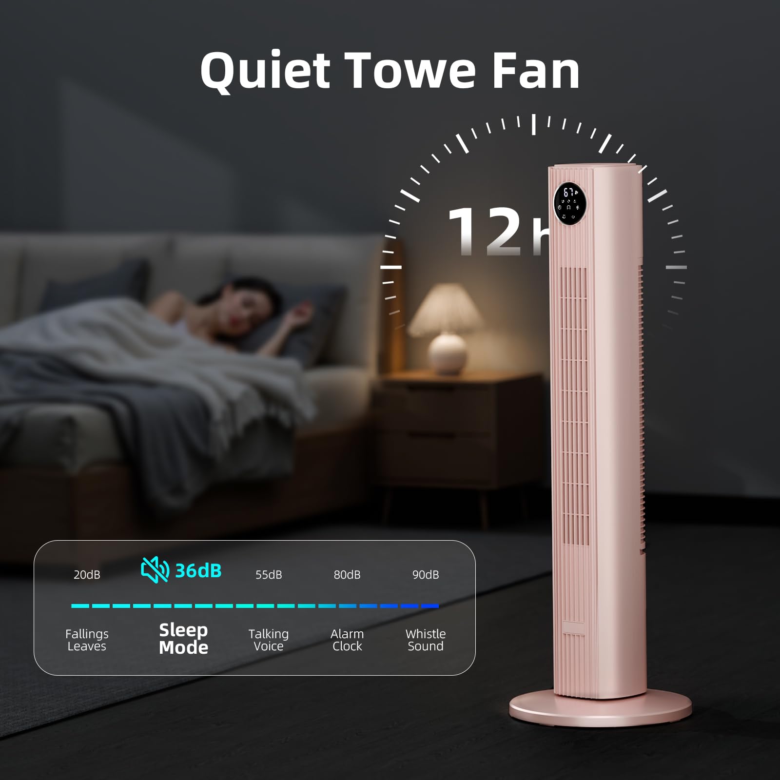 Antarctic Star tower fan suitable for bedroom or home office use.