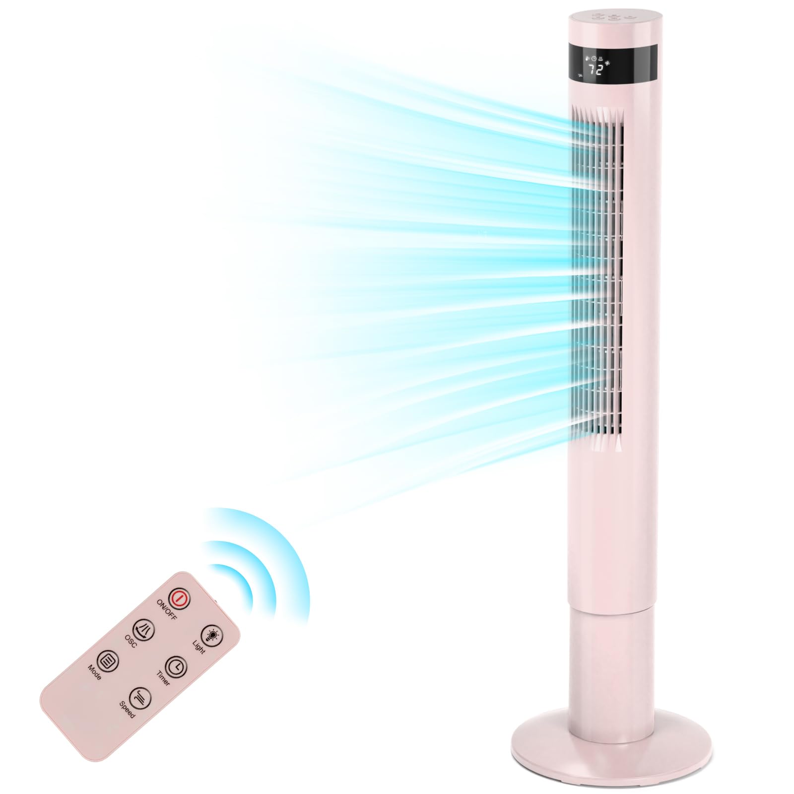 Antarctic Star tower fan remote-control for easy cooling across the room.