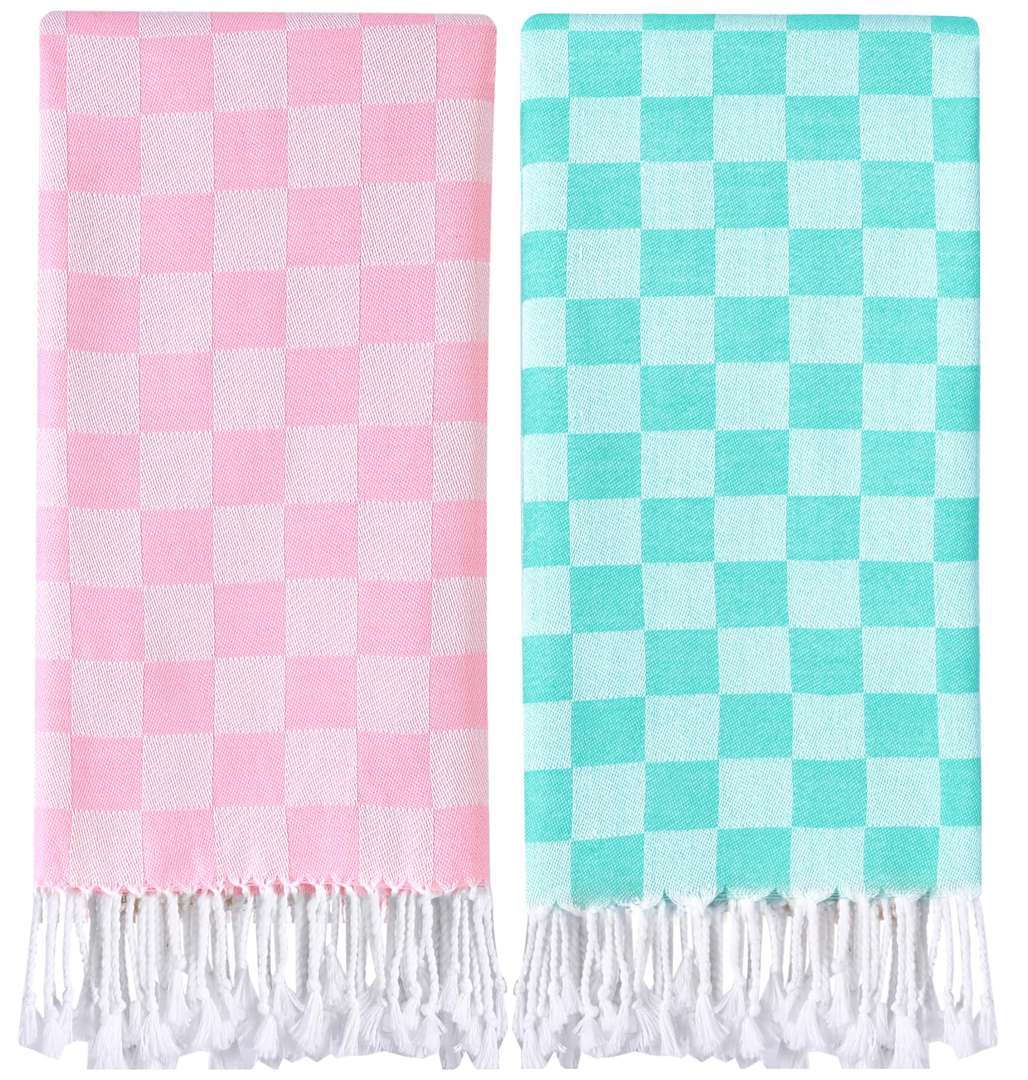 Antfuny checkered travel towel folded for compact packing and portability.