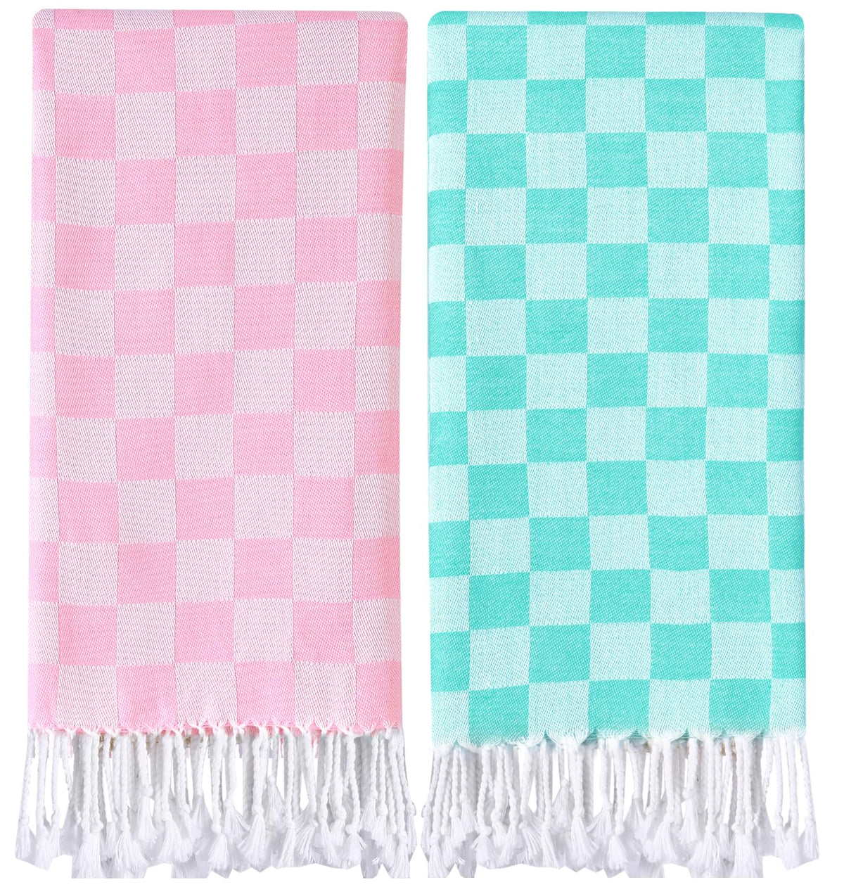 Antfuny checkered travel towel folded for compact packing and portability.