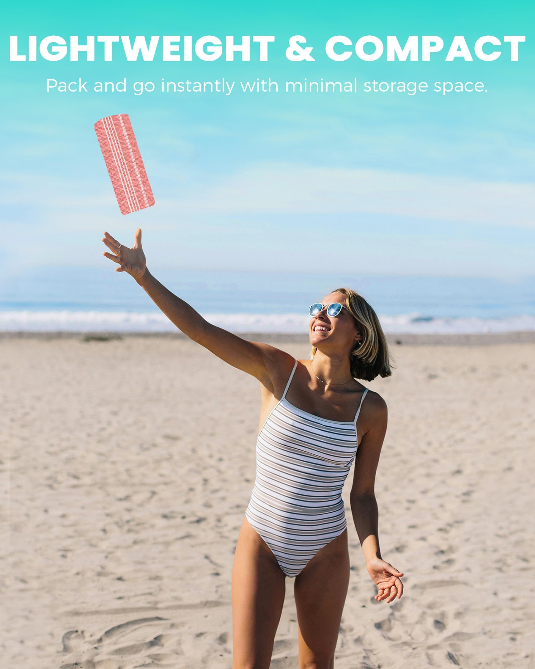 Antfuny Turkish Beach Towel durable edges withstand rough surfaces and repeat washing.
