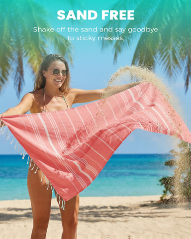 Antfuny Turkish Beach Towel oversized XL for cozy lounging and ample coverage.