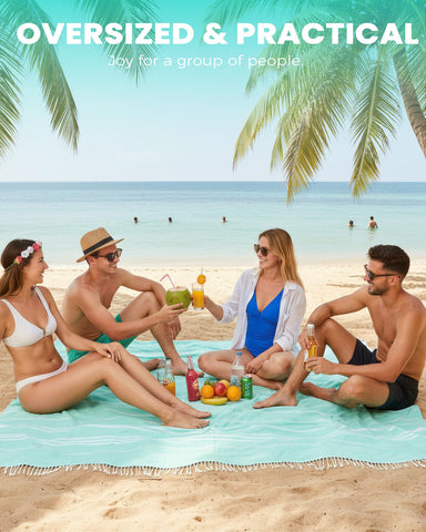 Antfuny Turkish beach towel oversized for cozy picnics and sand-free relaxation