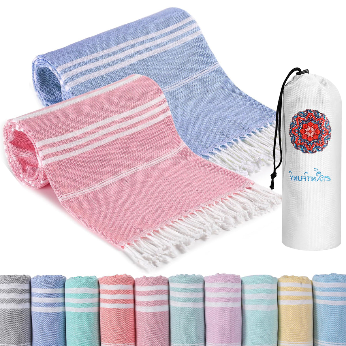 Antfuny Turkish beach towel quick-dry and sand-free for sunny beach days.