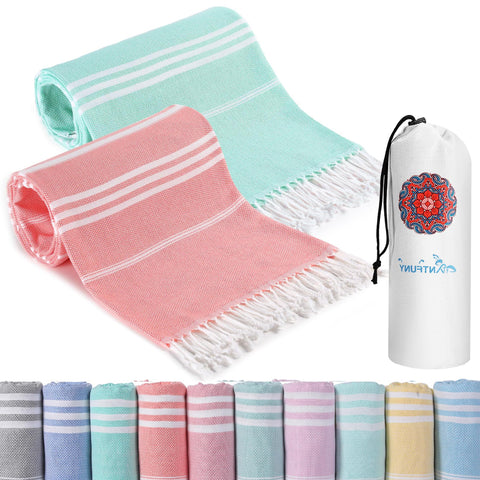 Antfuny Turkish Beach Towel quick-dry fabric resists sand and dries fast.