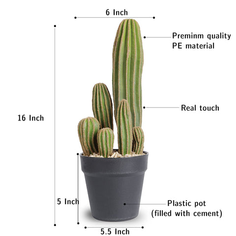 AntHousePlant artificial cactus in black round planter, ideal for office spaces.