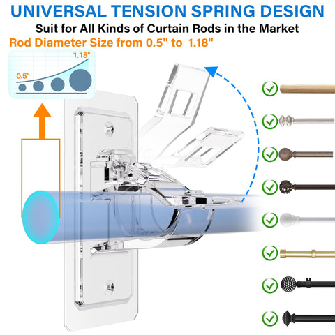 Antimbee stick-on rod holders are nearly invisible and hold lightweight drapes securely.