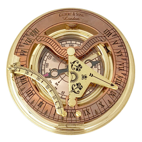 Antique brass copper face highlights craftsmanship and historical charm for display.