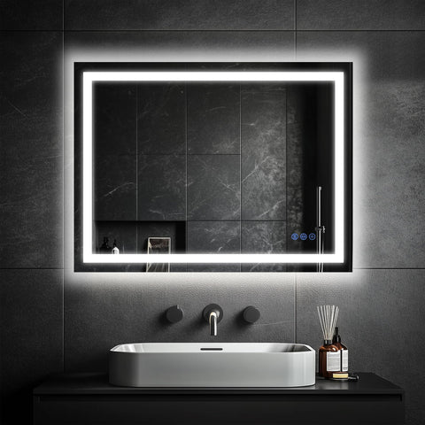 Antok 24x36 LED mirror front view with even lighting for makeup