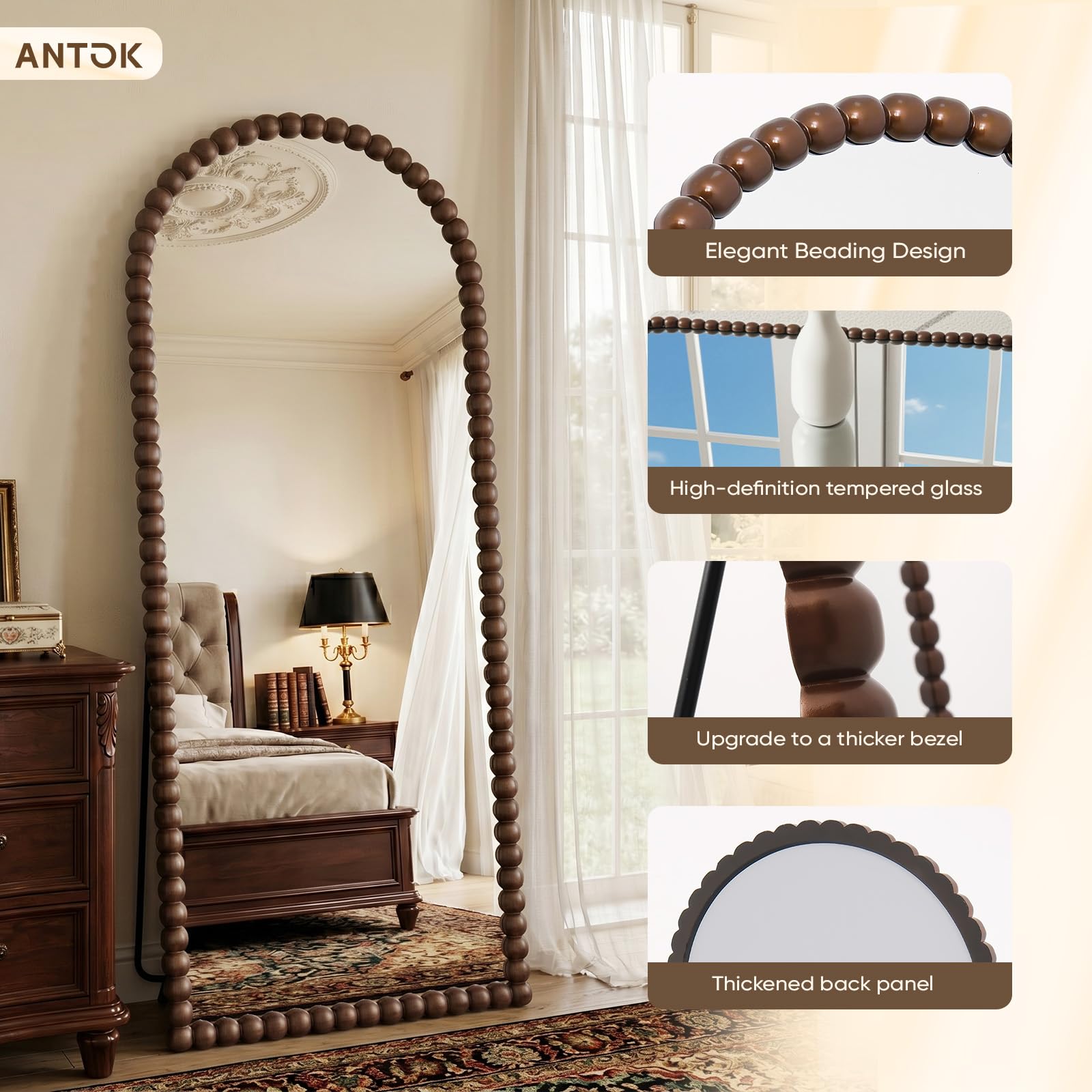 Antok secure packaging protects the mirror during delivery.