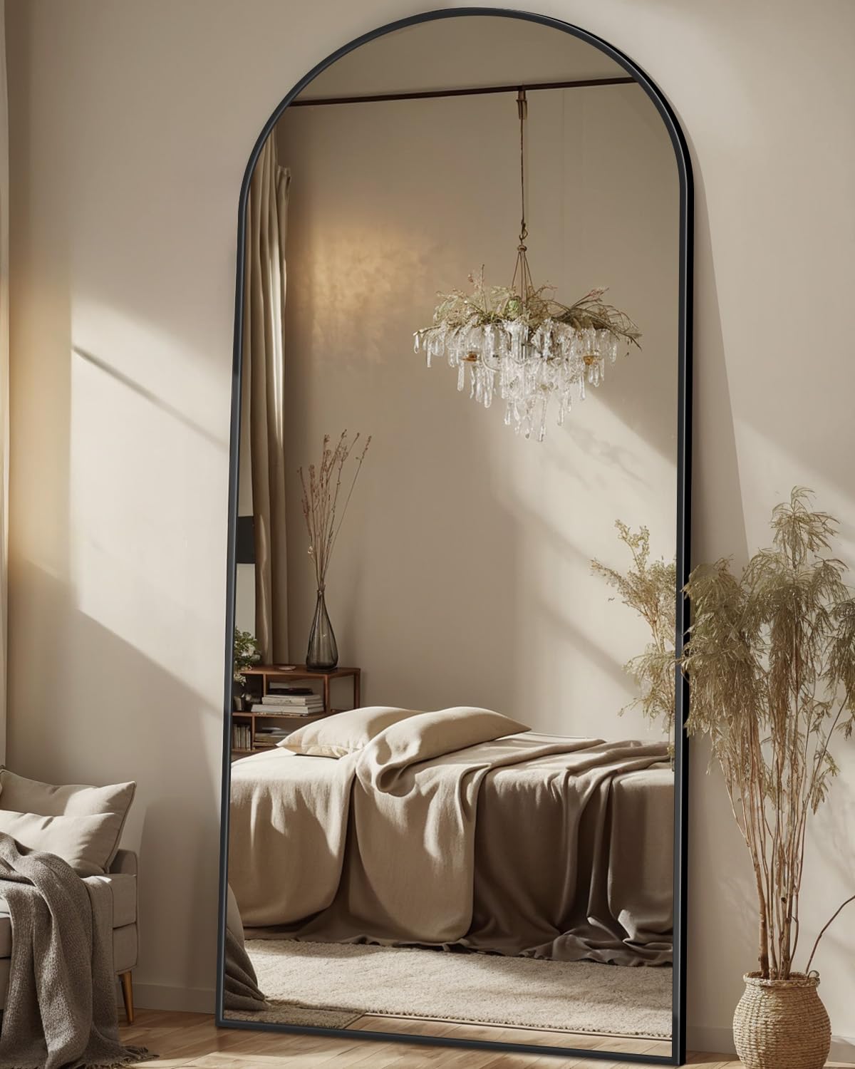 Antok arch-top full-length mirror 71x28 enhances room elegance and light.