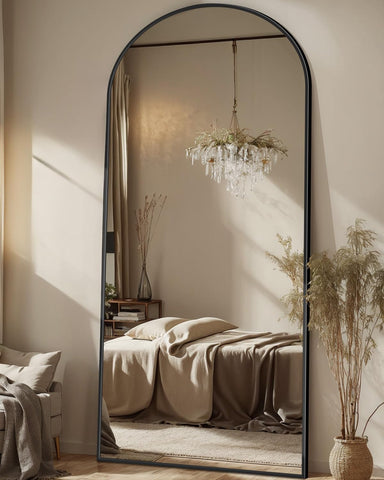 Antok arch-top full-length mirror 71x28 enhances room elegance and light.
