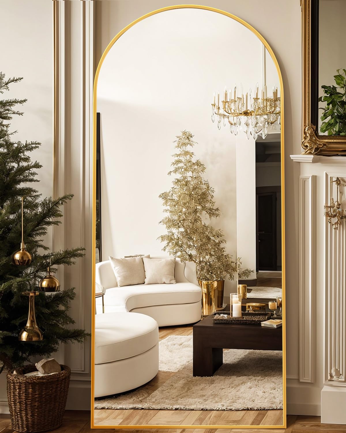 Antok arched full-length mirror with gold frame for head-to-toe checks