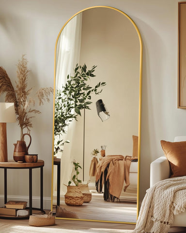 Antok arched full-length mirror floor-standing view ideal for outfit checks.