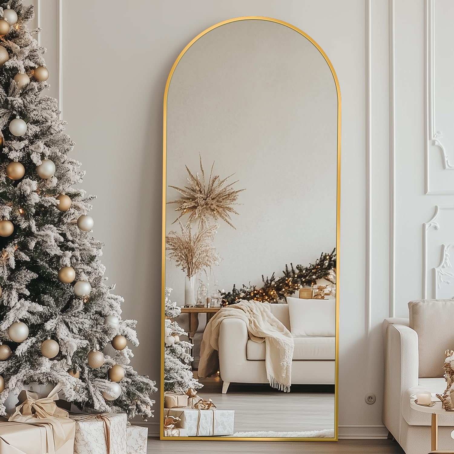 Antok arched full-length mirror metal frame arch-top accent for living room elegance.