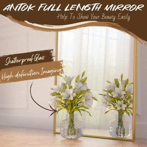 Antok arched full-length mirror wall-mount-ready option enhances compact spaces.