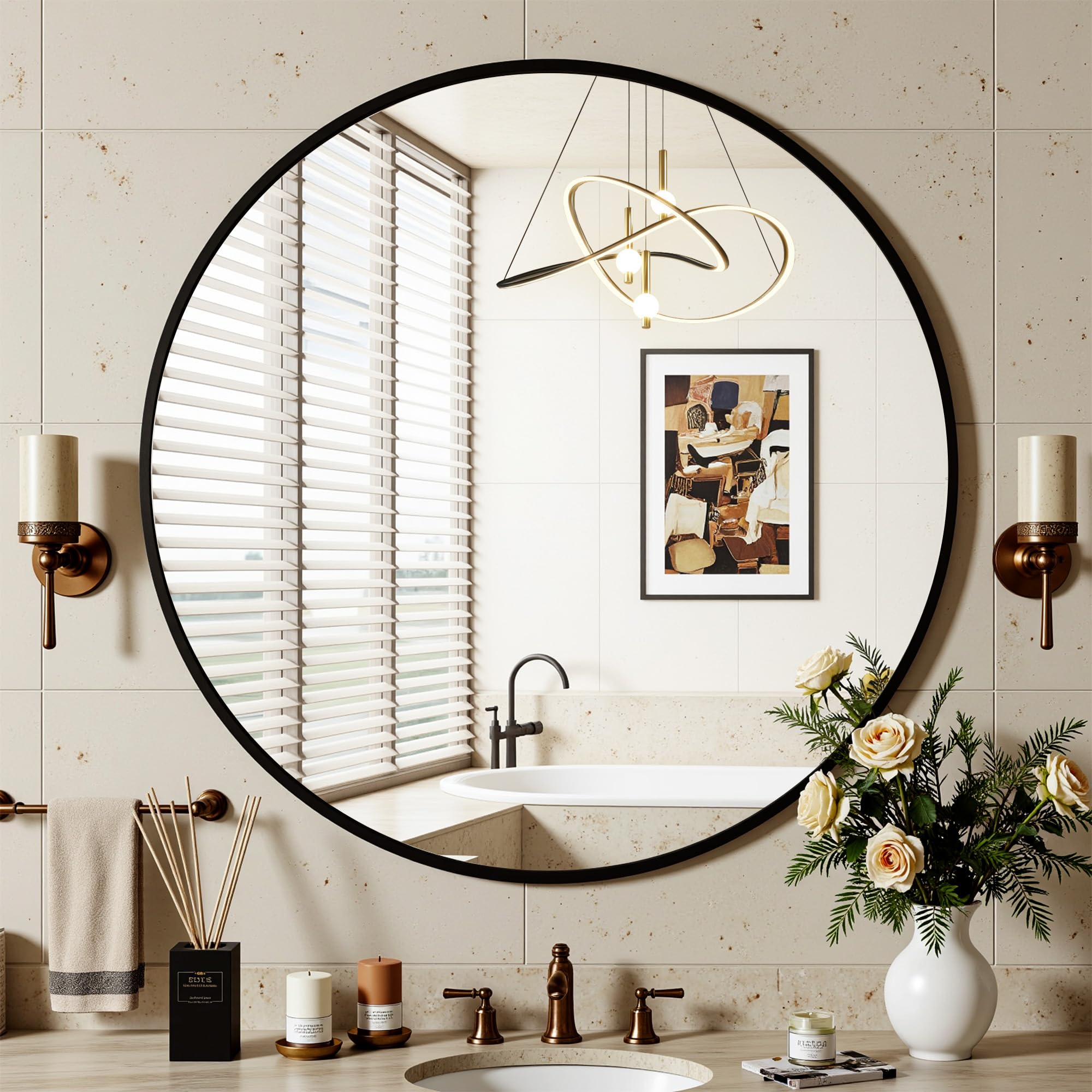 Antok bathroom mirror with HD imaging for clear, distortion-free reflections
