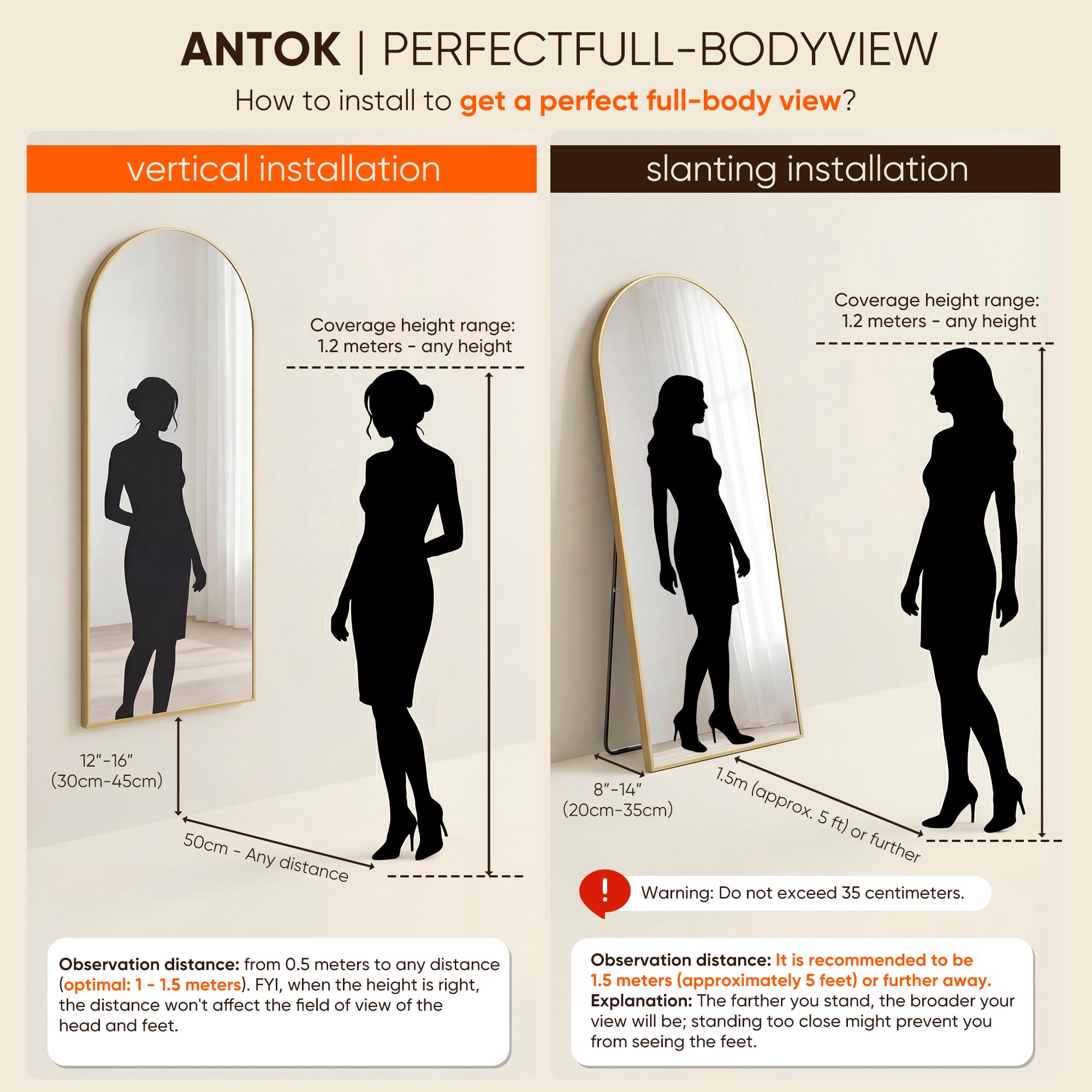 Antok mirror in bedroom dressing area for outfit checks