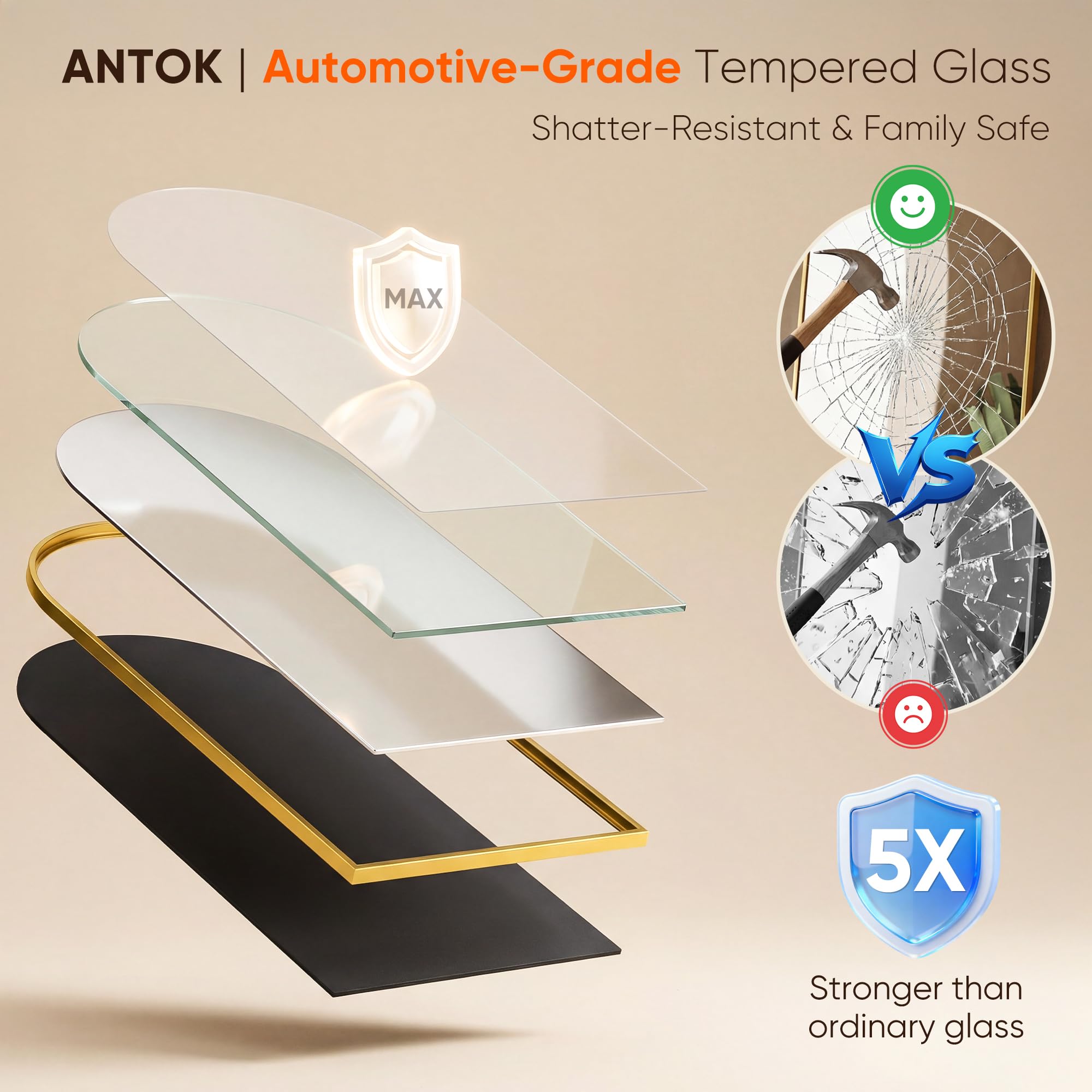 Antok mirror enhances bedroom and dressing area decor and light