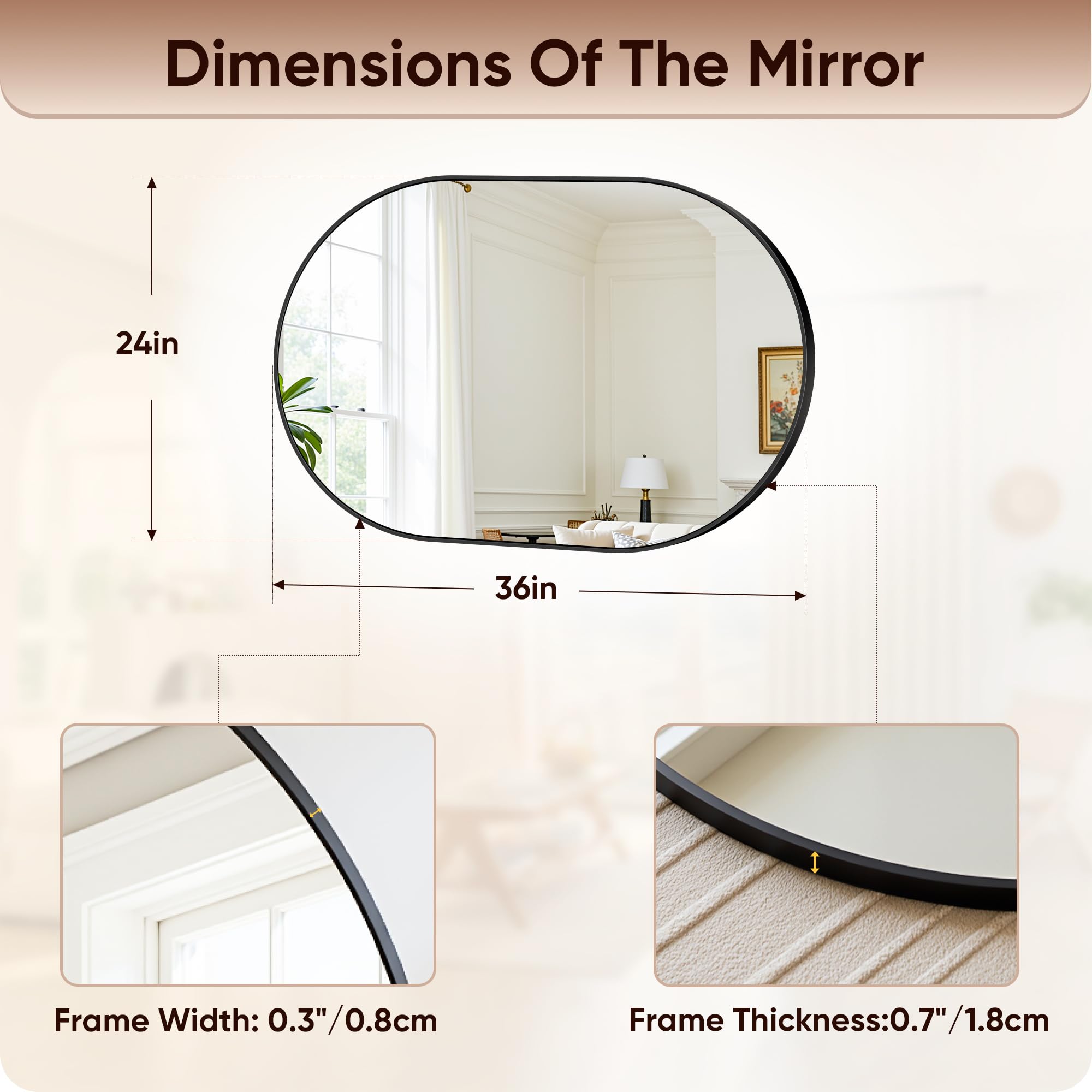 Antok black oval mirror adds contemporary flair and versatility