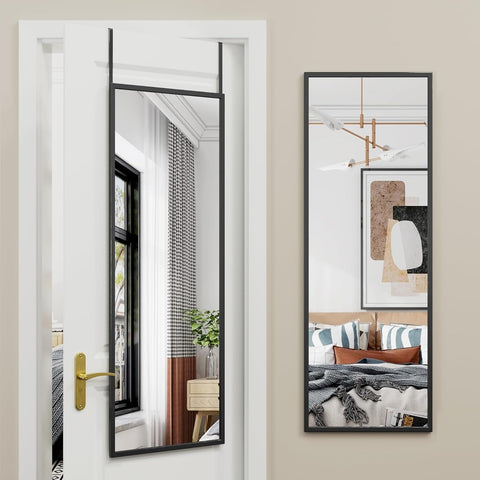 Antok mirror with adjustable hooks for tool-free hanging over a door.