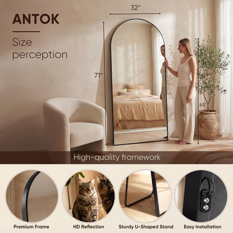 Antok freestanding floor mirror with included stand for flexible placement.