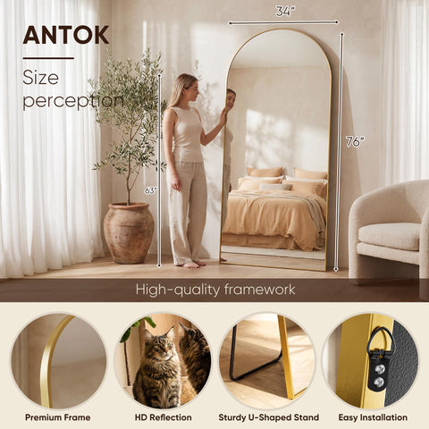 Antok freestanding mirror with included stand for easy setup