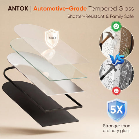 Antok arch mirror frame detail showing slim aluminum texture.