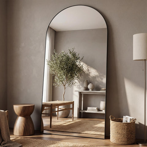 Antok arch mirror side angle for quick outfit checks.