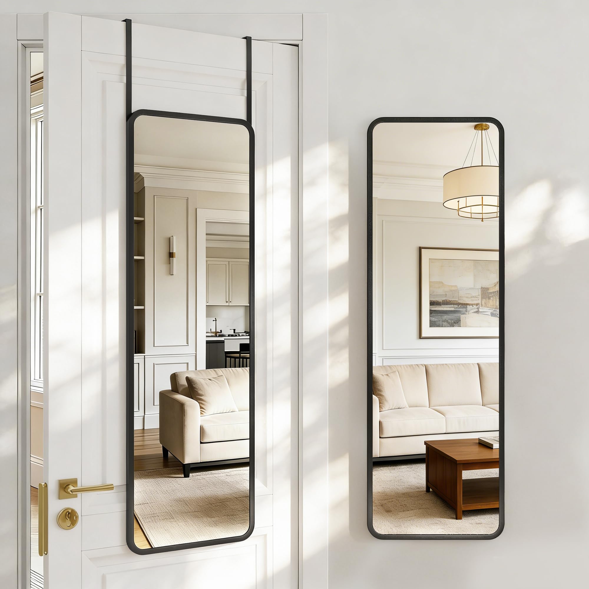 Antok full-length mirror over the door for complete outfit checks.