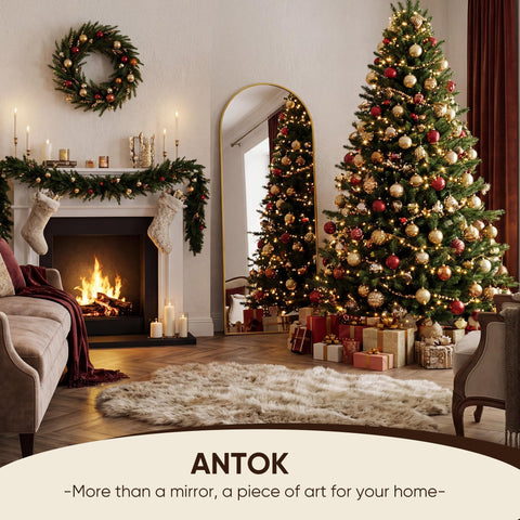 Antok gold aluminum frame mirror stands up to humidity and daily use.