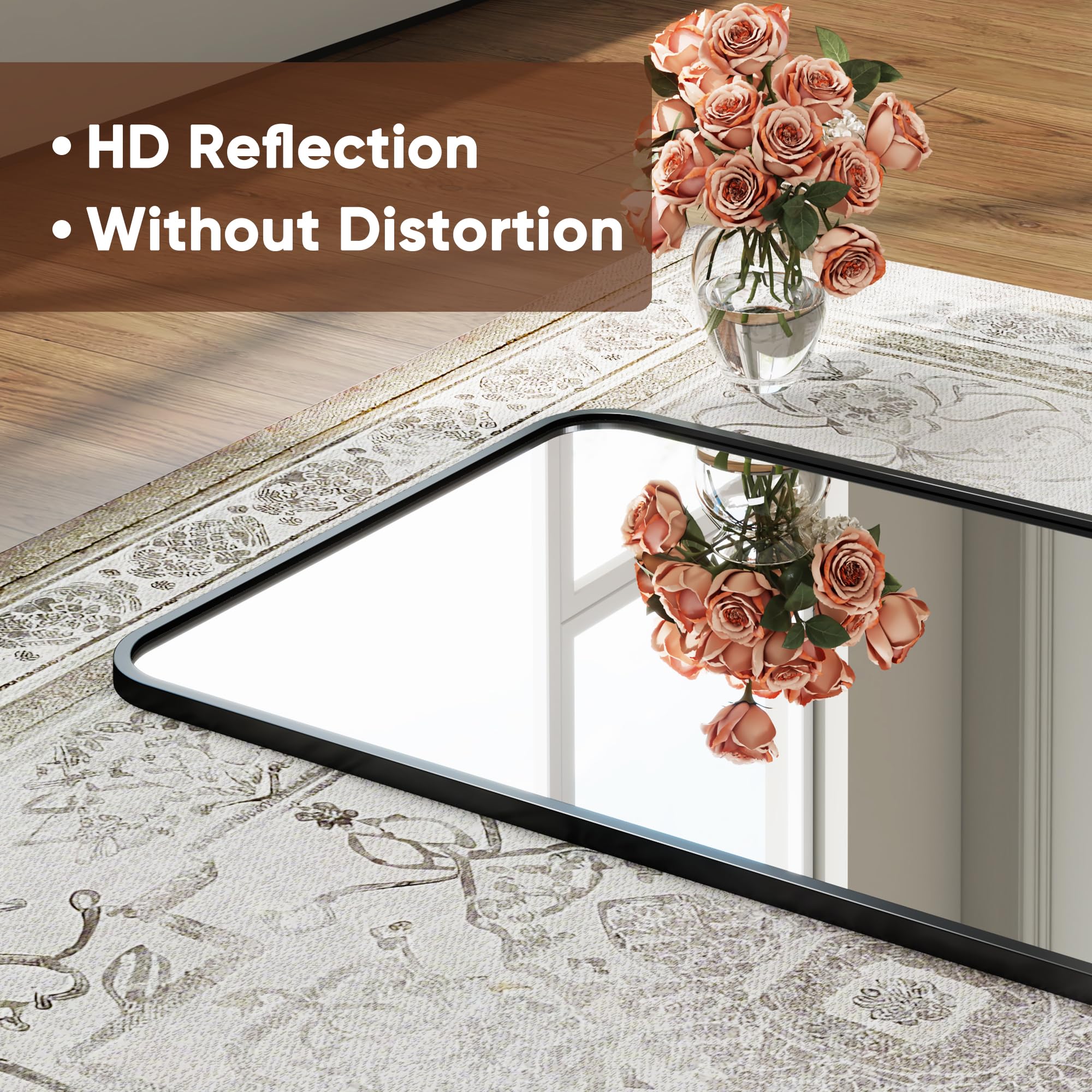 Antok lean-against-wall mirror adds décor while avoiding wall damage.