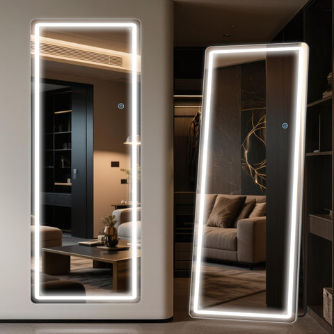 Antok LED full-length mirror on stand with full body view for outfit checks