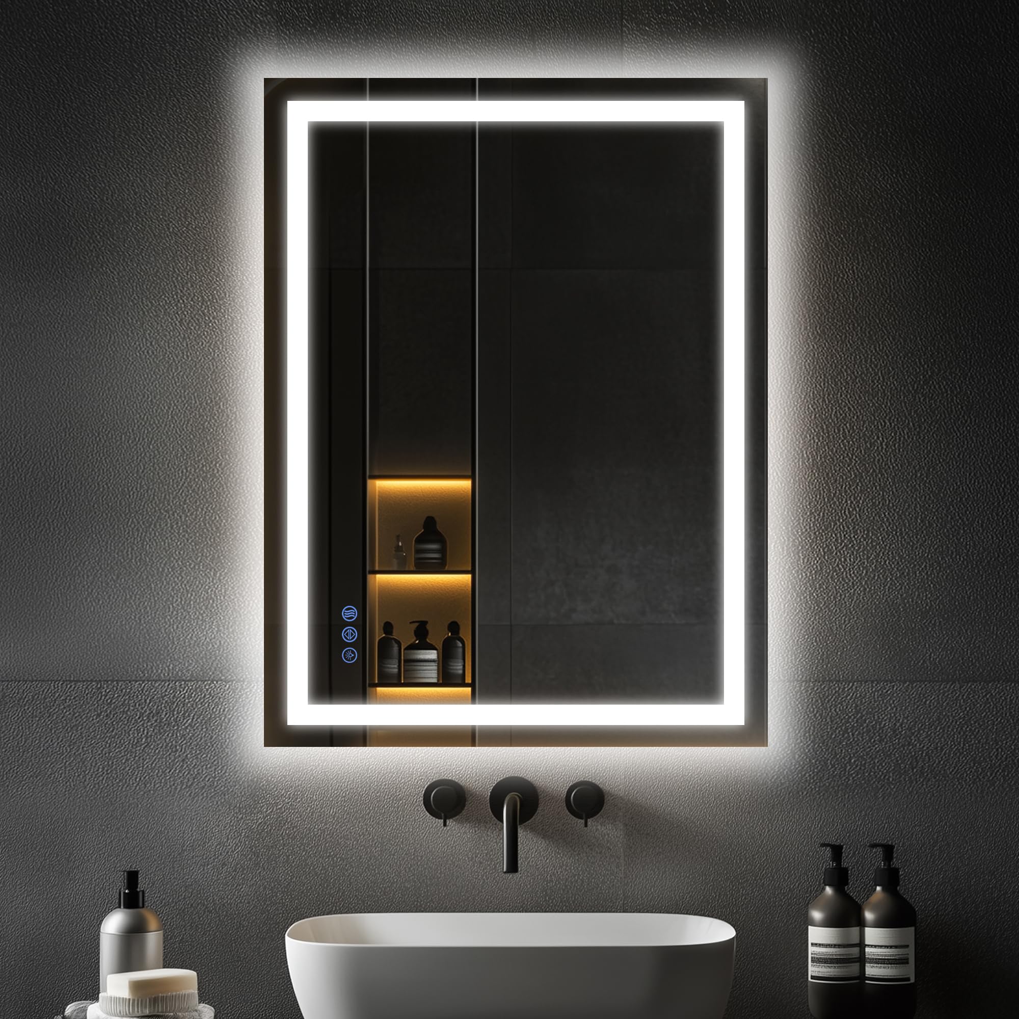 Antok mirror dual backlight and frontlight for customizable lighting