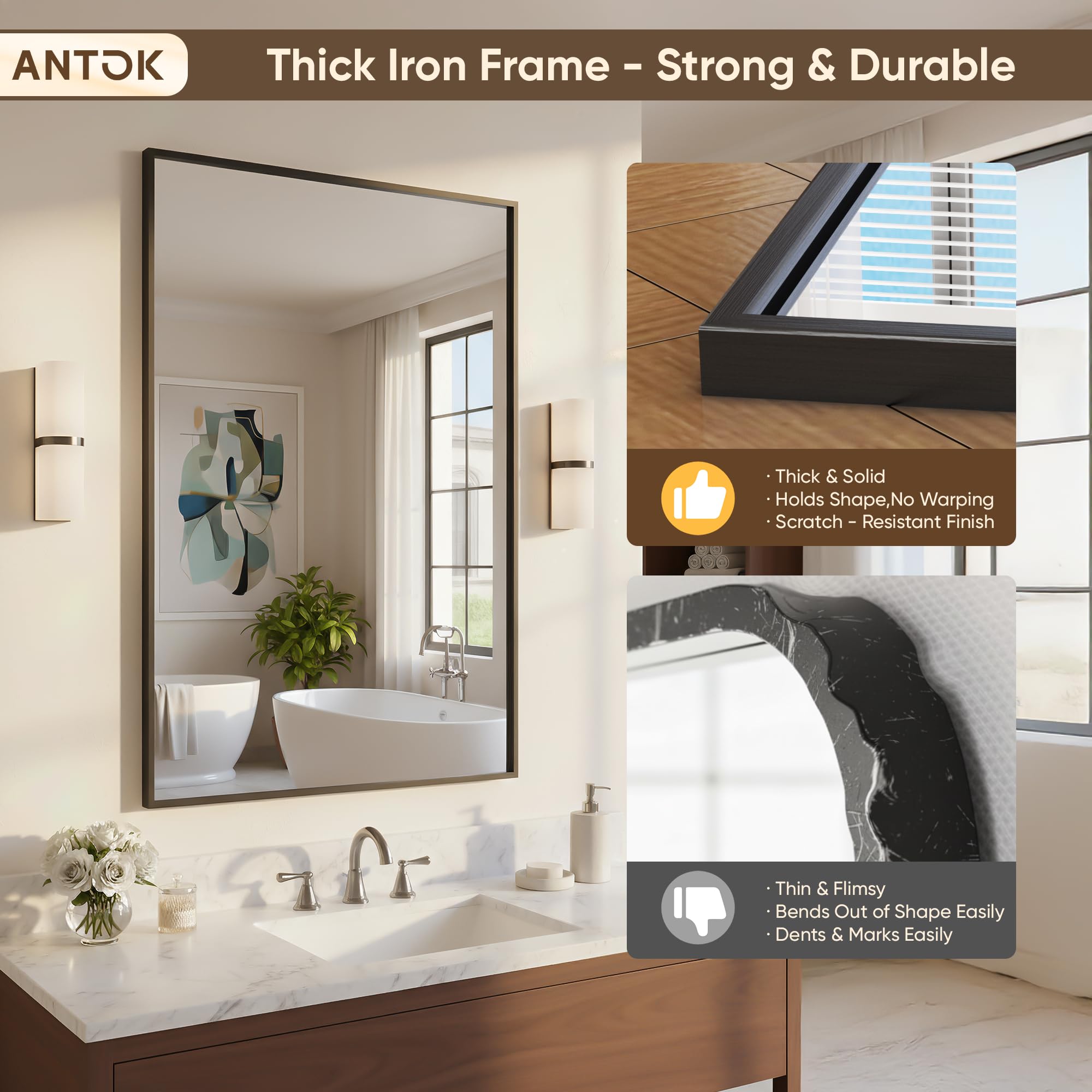 Antok living-room decor mirror adds focal point and depth.