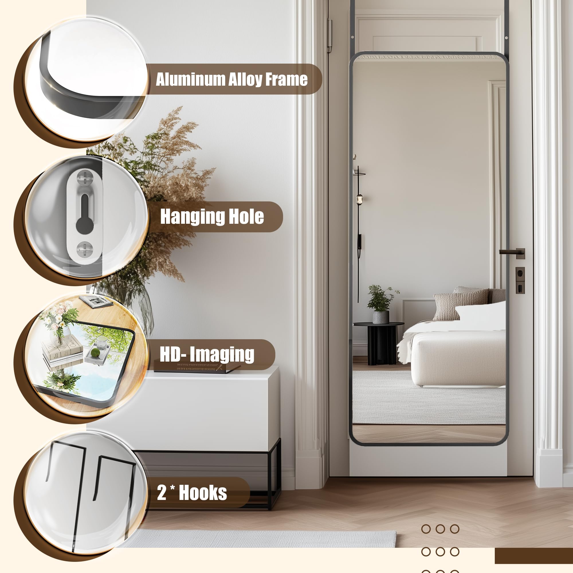 Antok full-length mirror ideal for outfit checks and makeup.