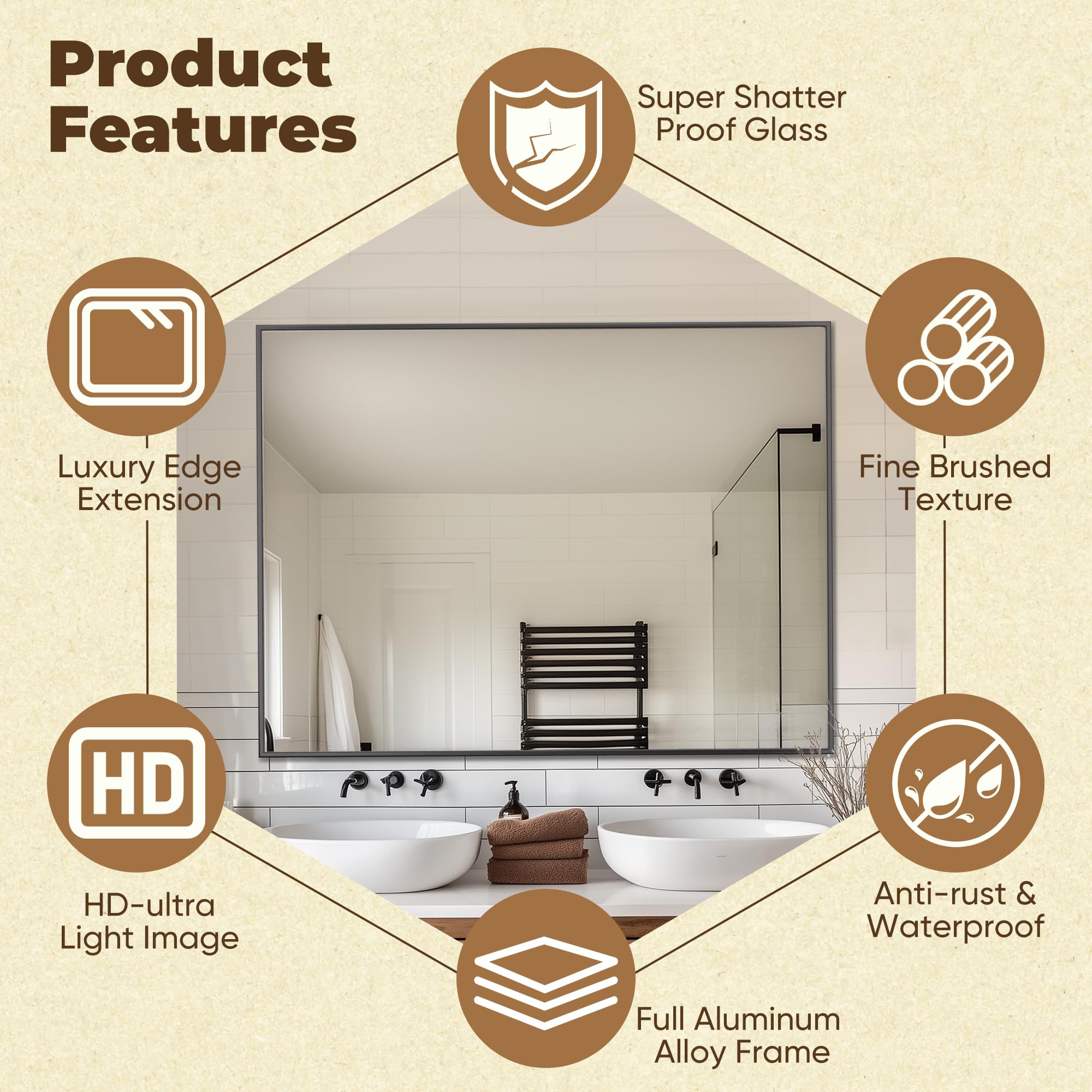 Antok over-sink vanity mirror suits bathrooms and powder rooms, with clean presentation.