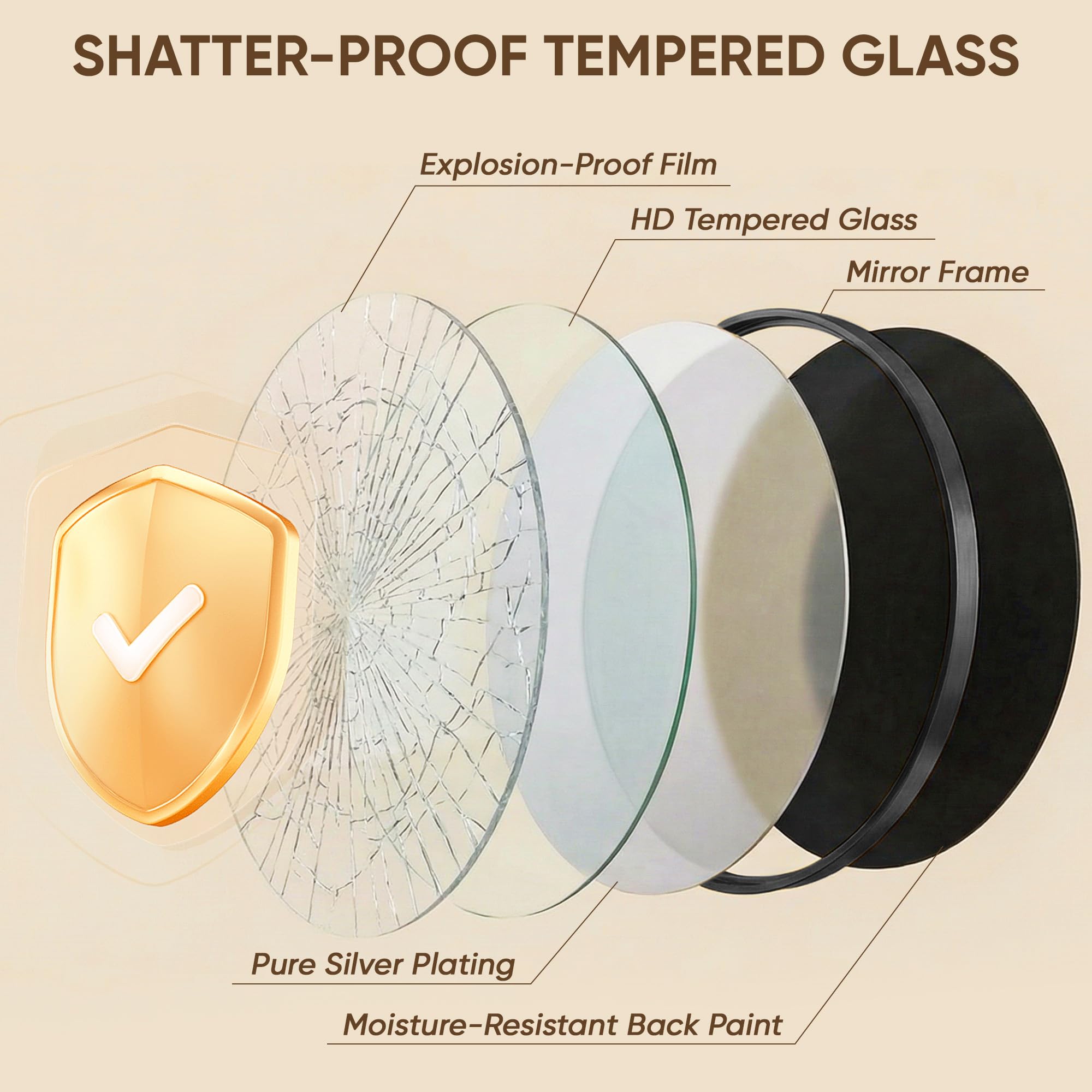 Antok round mirror suited for vanity, bathroom, and entryway decor