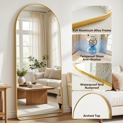 Antok safety glass mirror with explosion-proof back in gold