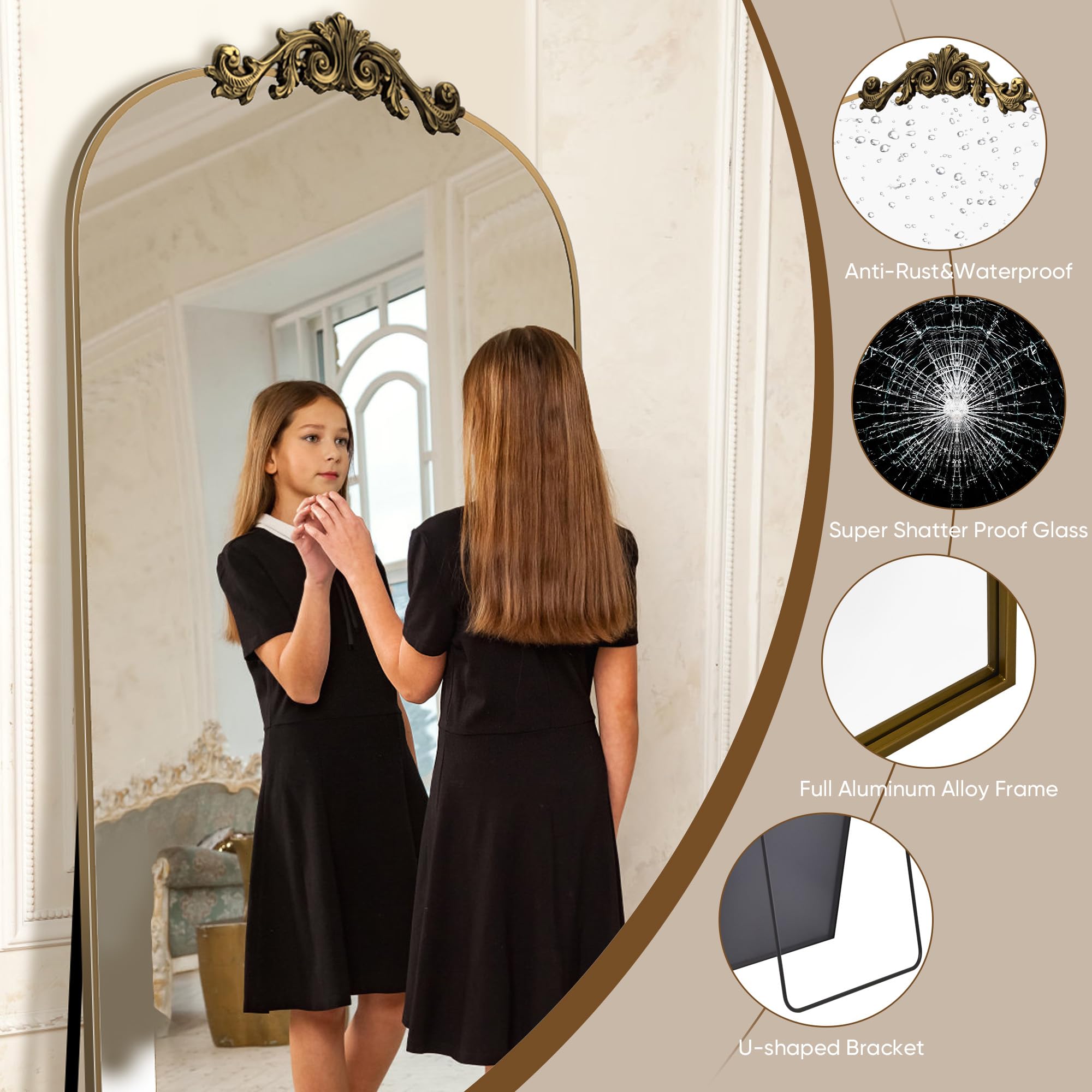 Antok shatter-proof glass mirror provides distortion-free reflections.