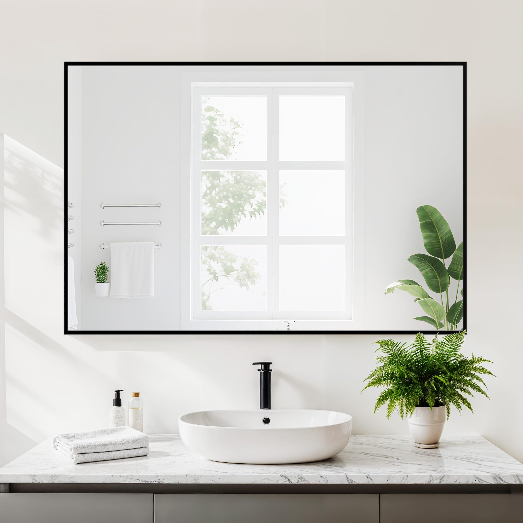 Antok 4mm tempered glass mirror delivers clear reflection and safety for family bathrooms.