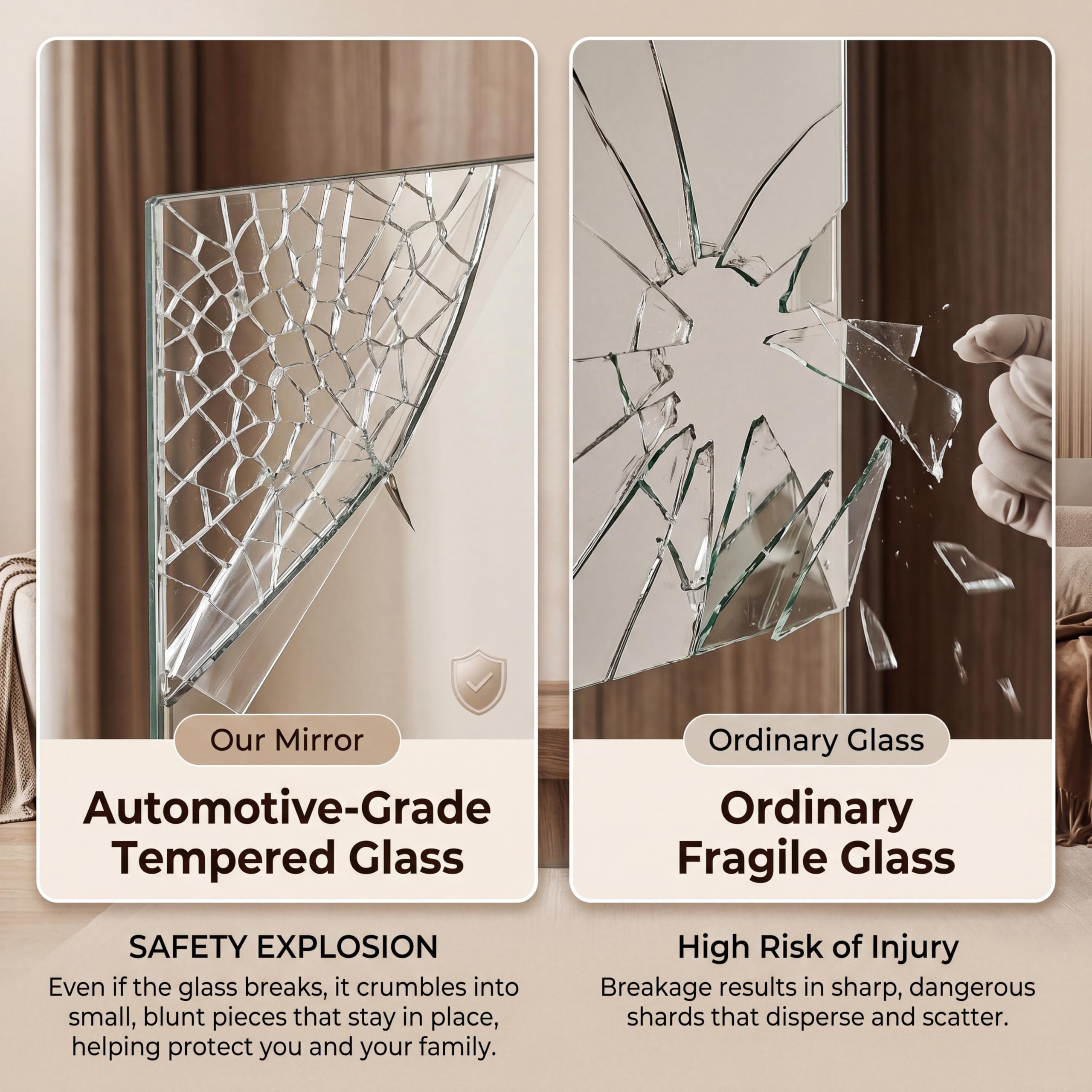 Antok tempered glass mirror ensures safety and lasting clarity during routines