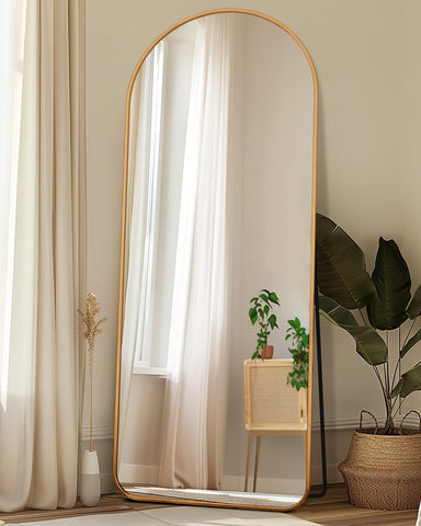 Antok wall-mountable mirror in gold saves floor space and adds style