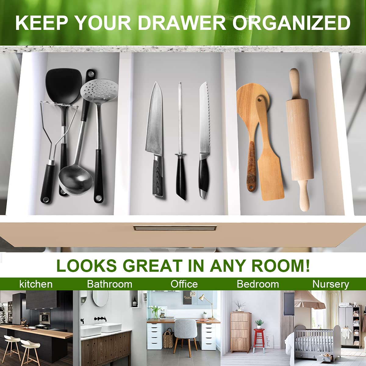 ANTOWIN bamboo divider in bathroom drawer neat cosmetics and small items