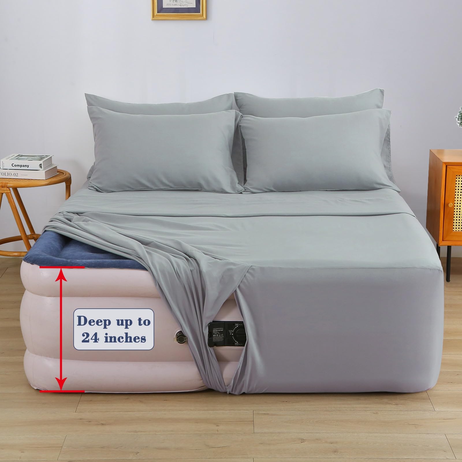 Antranfour complete bedding set includes pillowcase, flat sheet, and fitted sheet for a cohesive look.
