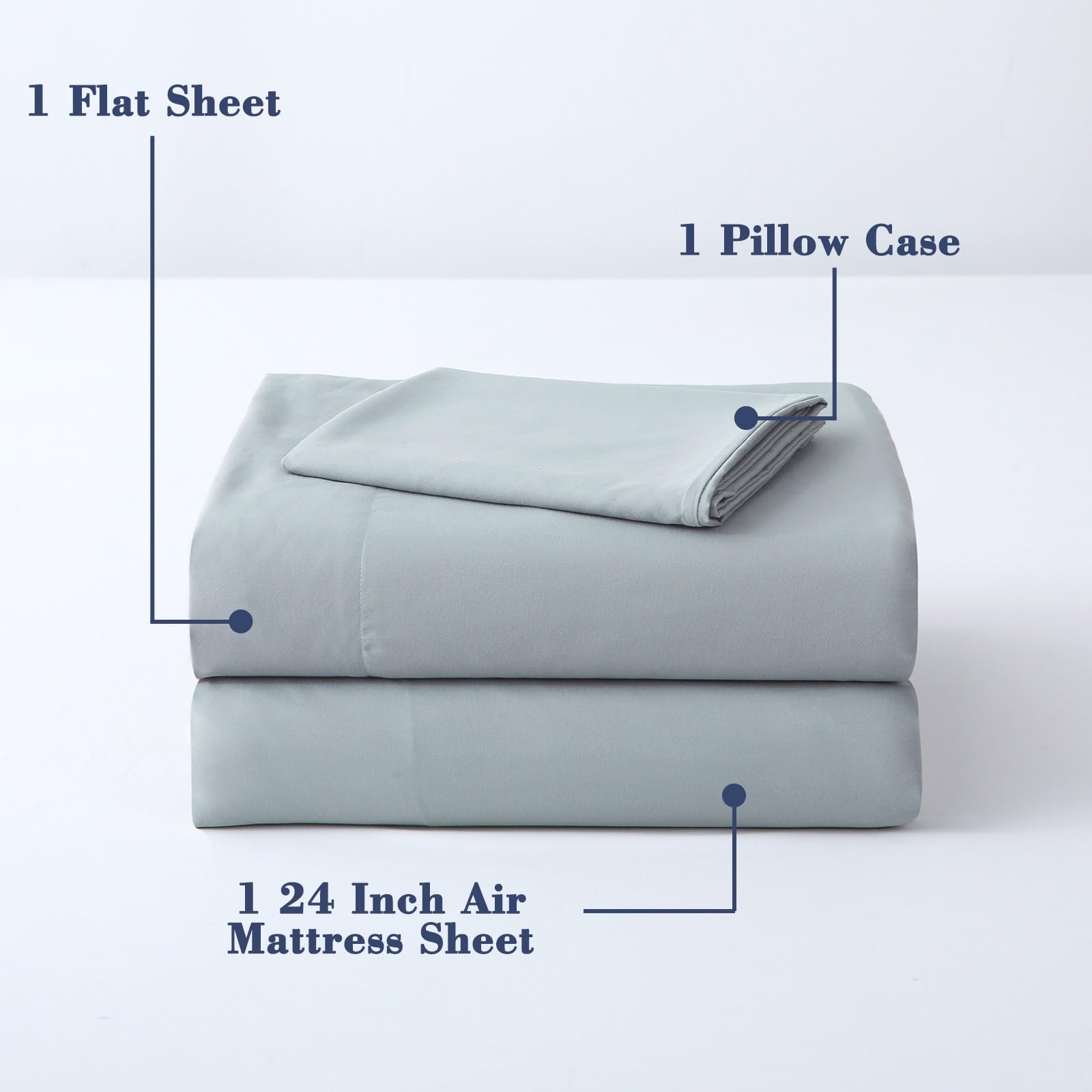 Antranfour deep-pocket fitted sheet fits 16-24 inch airbeds securely.