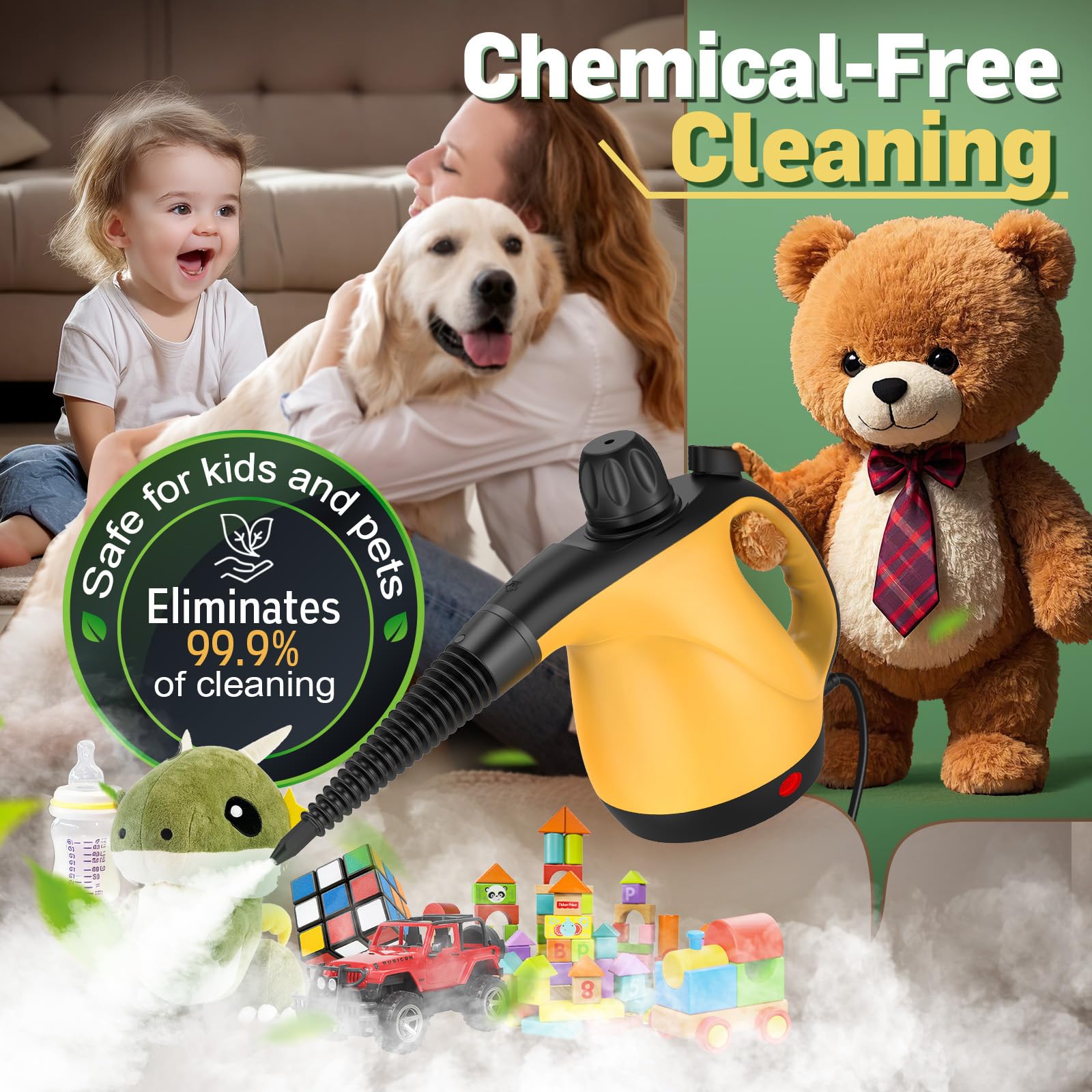 Antrango steam cleaner in use on kitchen surfaces for grease removal
