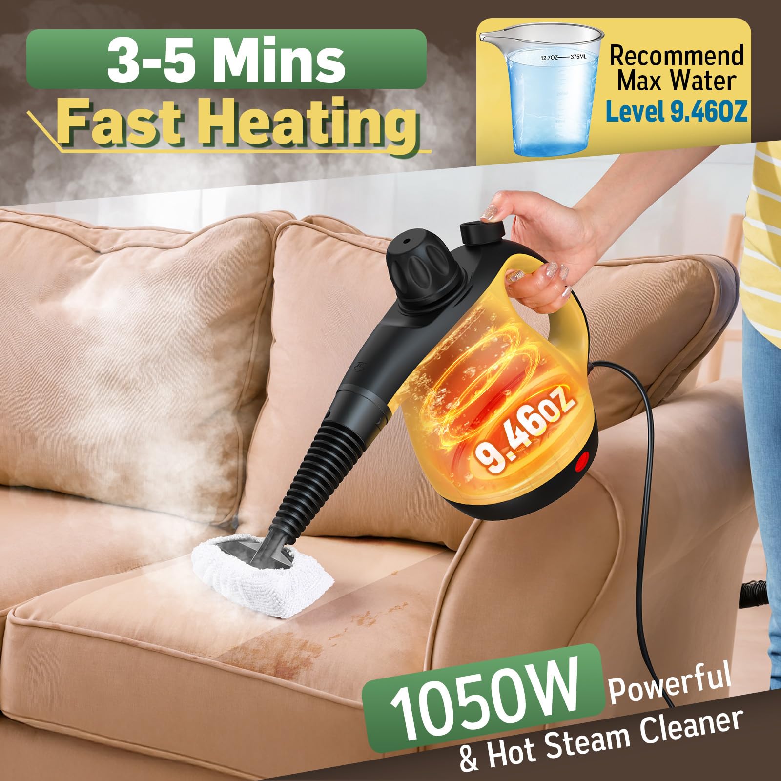 Antrango steam cleaner detailing car interior upholstery with fresh results