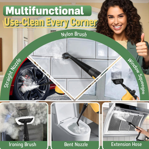 Antrango steam cleaner with long cord enabling effortless full-room cleaning