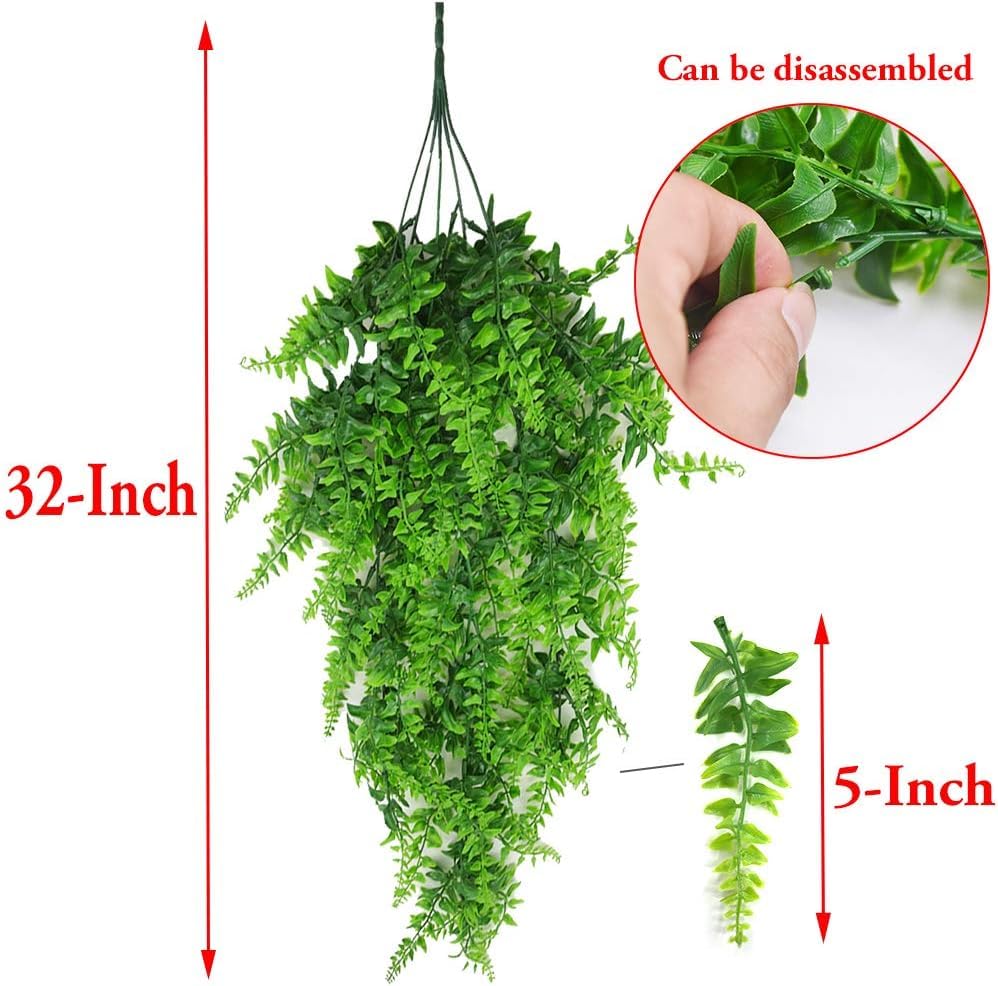 Antspirit artificial hanging plants with plastic leaves and iron wire stems